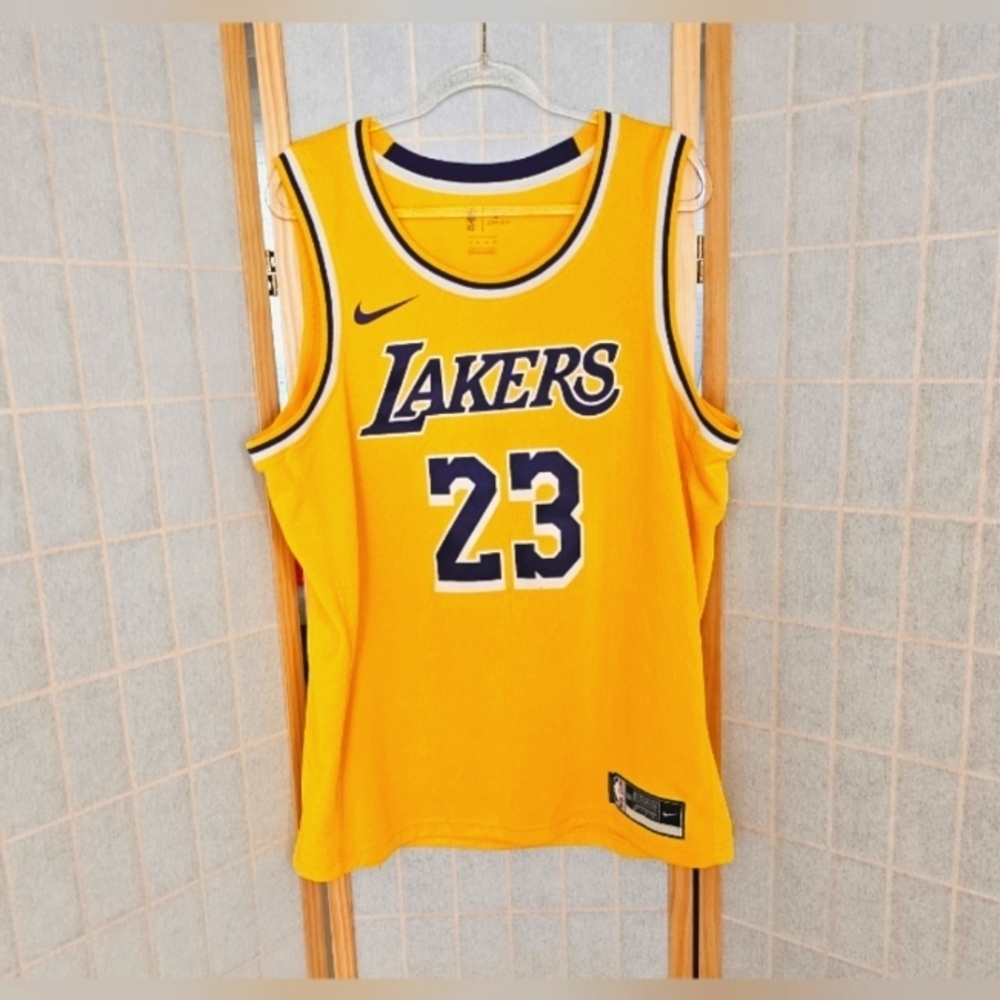 Nike LeBron James Swingman Gold Lakers Home Jersey